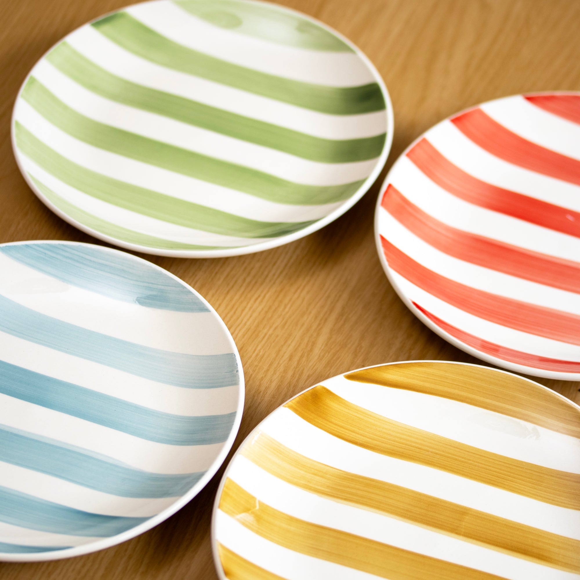 Set Of 4 Colour Stripe Plates