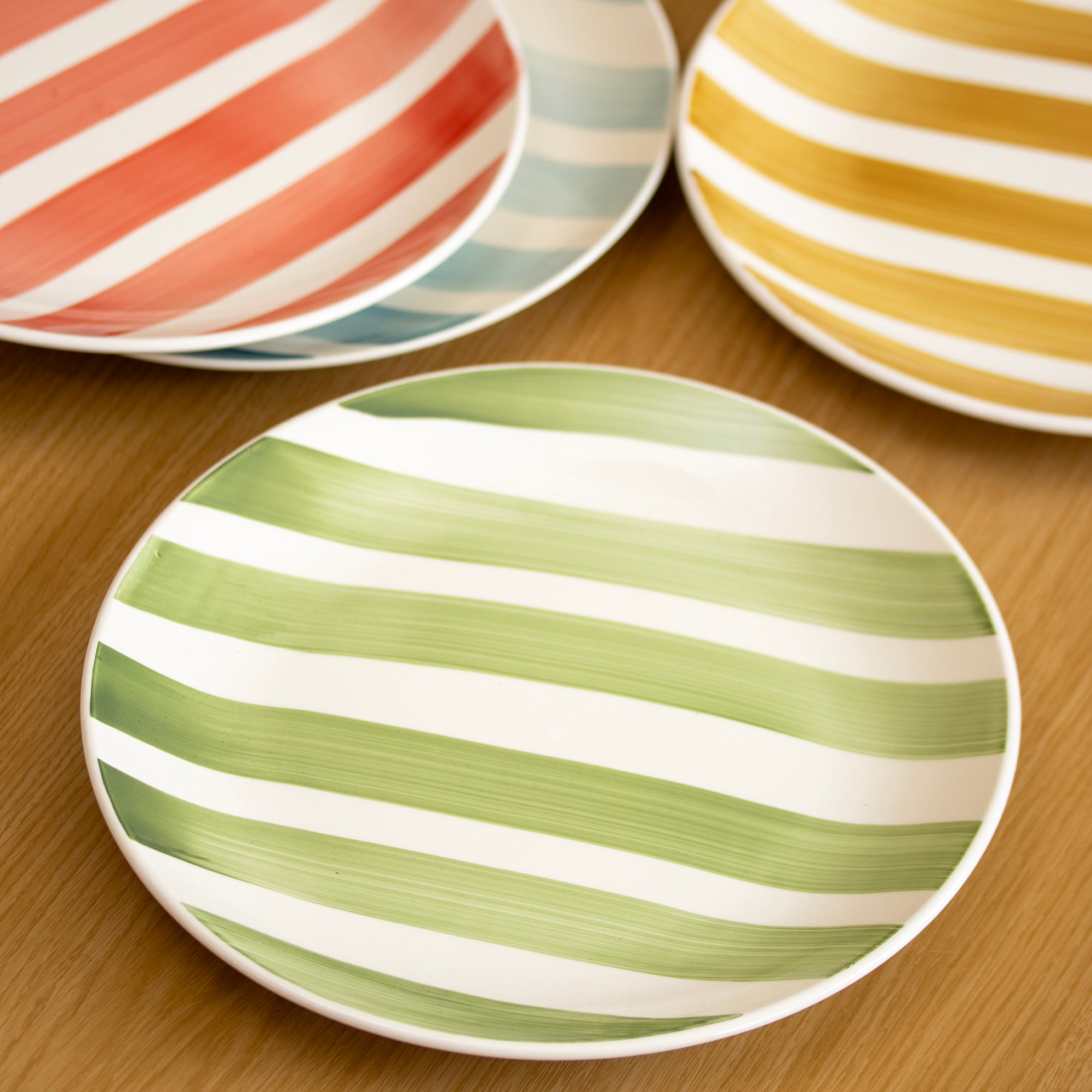 Set Of 4 Colour Stripe Plates