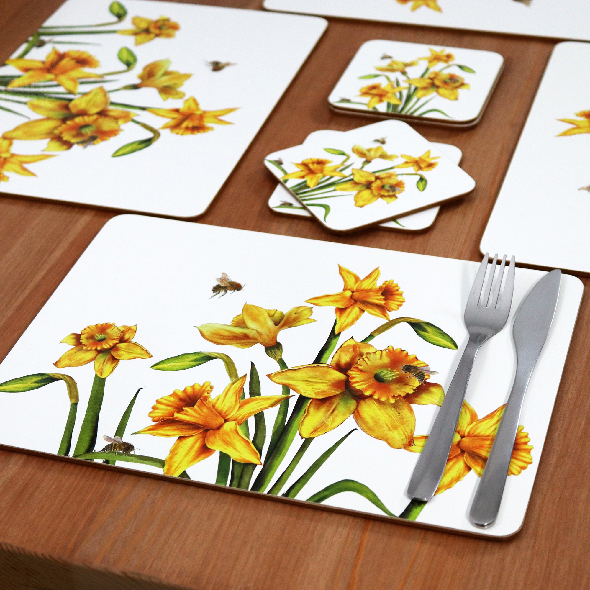 Set Of 8 Daffodil Placemat And Coasters