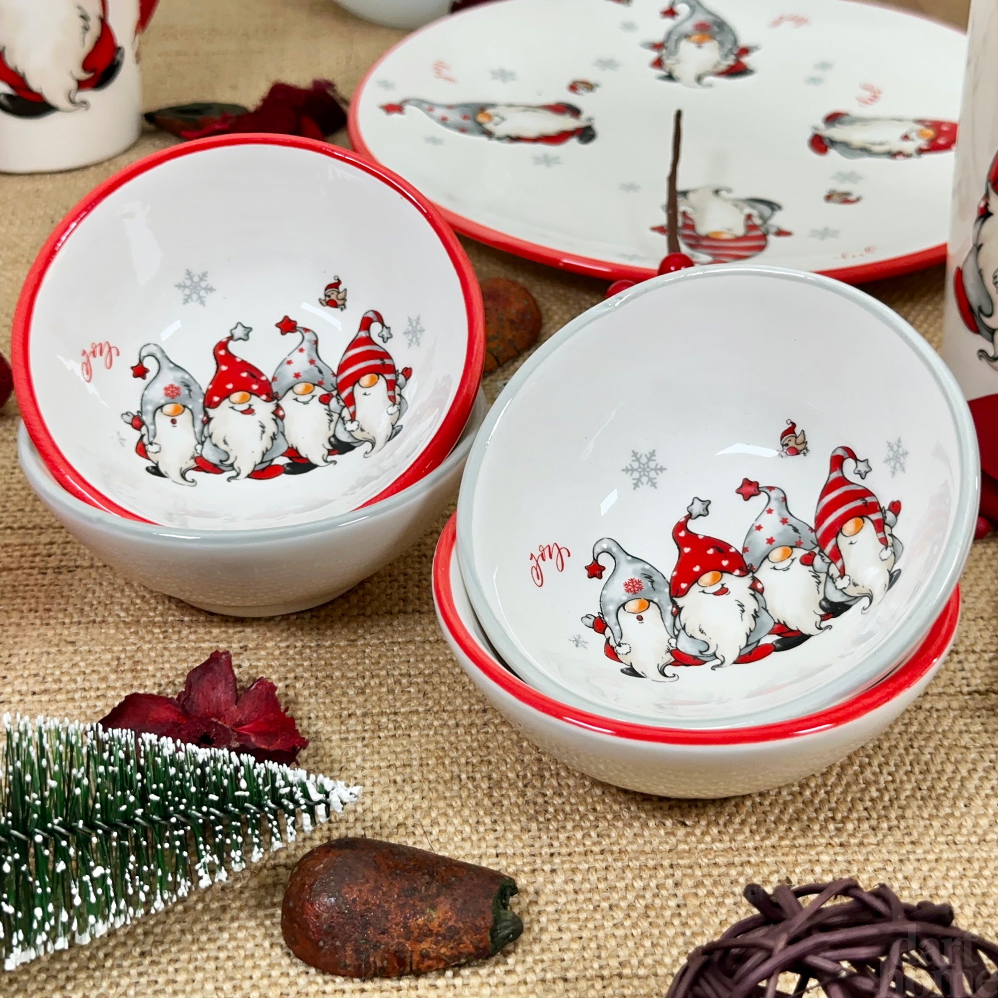 Set Of 4 Christmas Gonk Dip Bowls