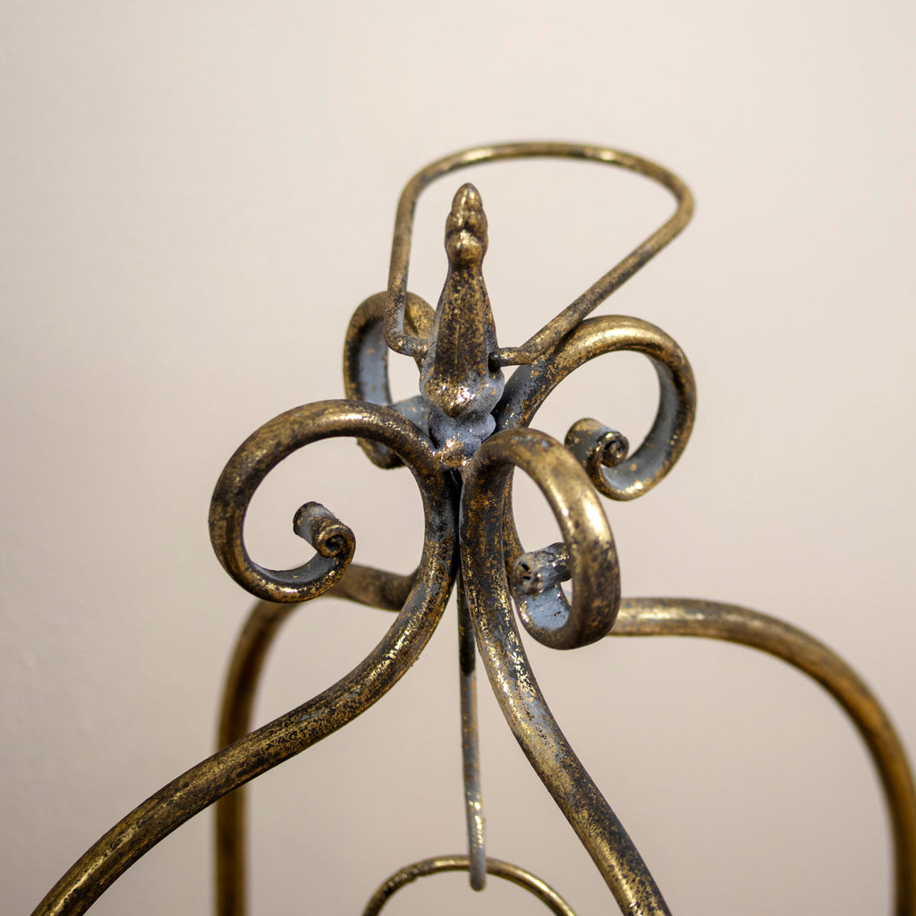 Vintage Glass Globe Candle Lantern in Metal Frame