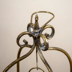 Vintage Glass Globe Candle Lantern in Metal Frame