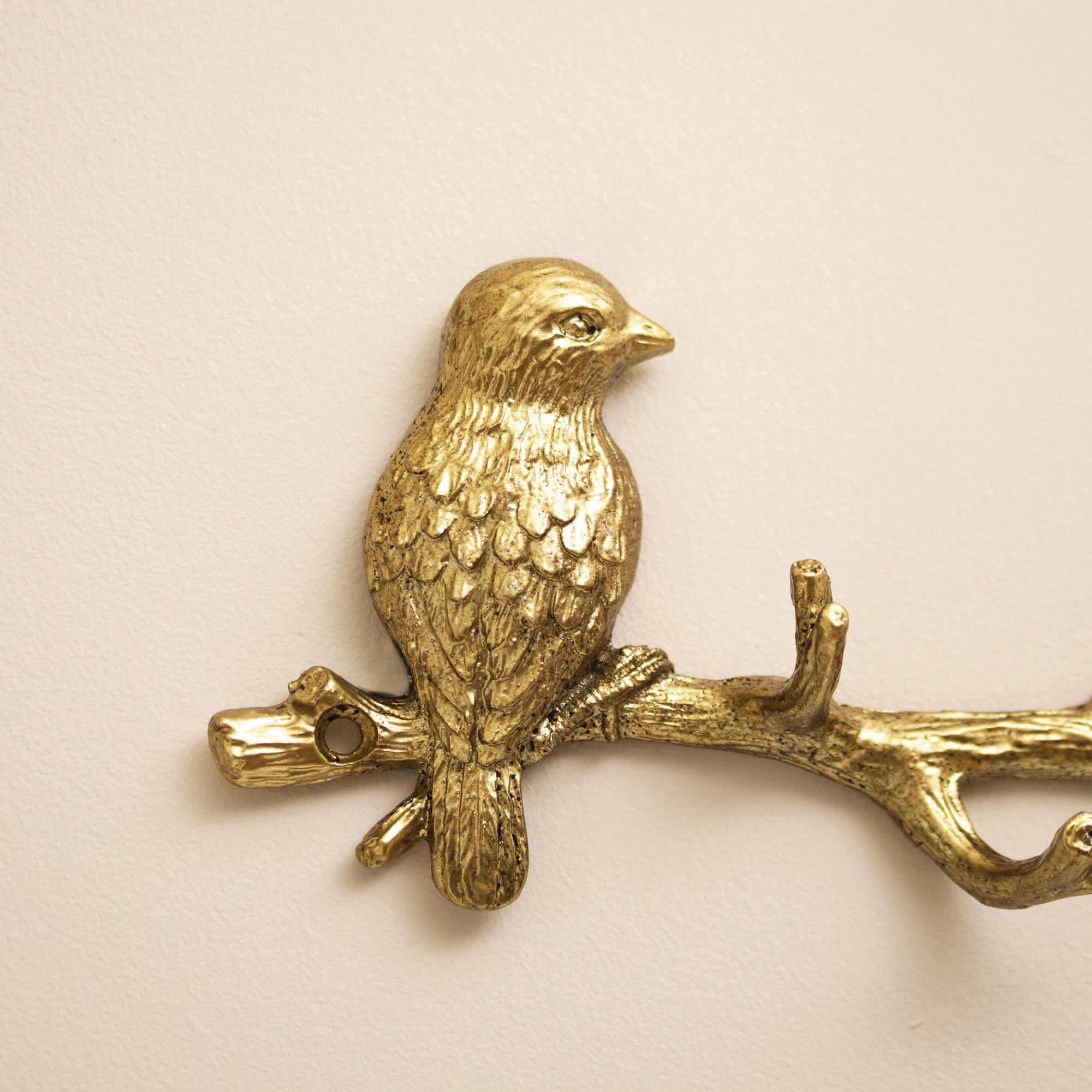 Gold Bird On Branch 4 Wall Hook Rack