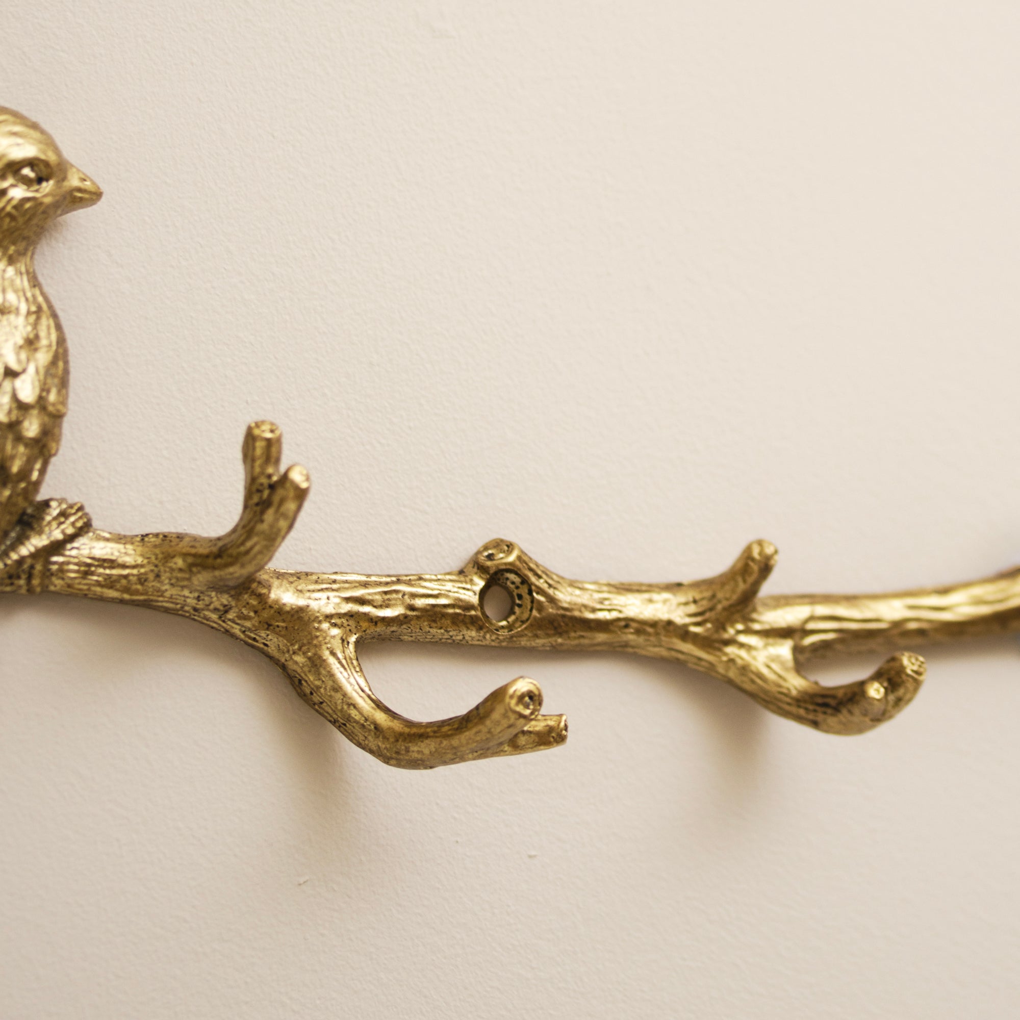 Gold Bird On Branch 4 Wall Hook Rack