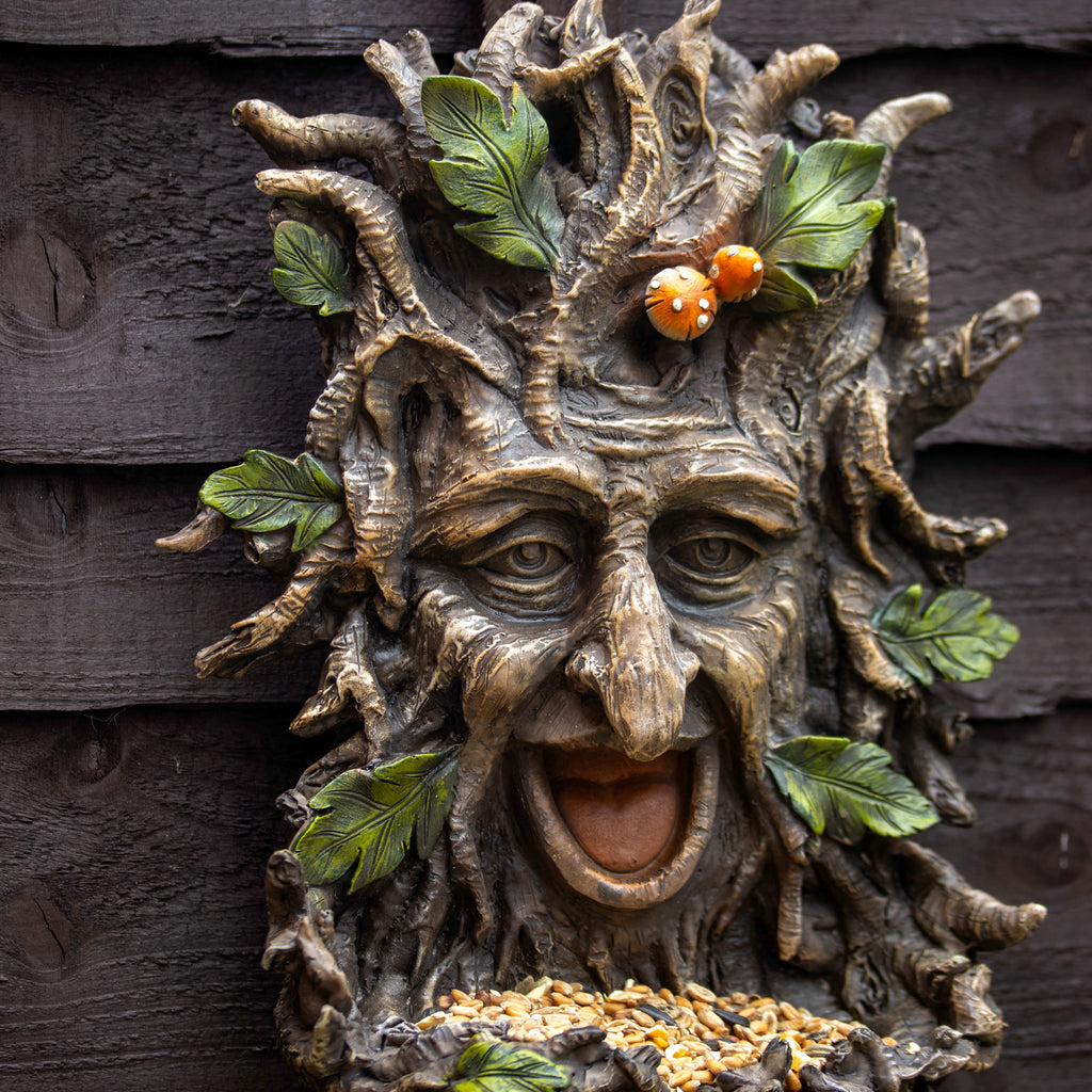 Green Man Tree Spirit Wall Bird Feeder Plaque