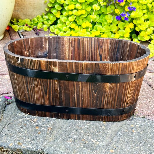 Burnt Wood Oval Trough Pot