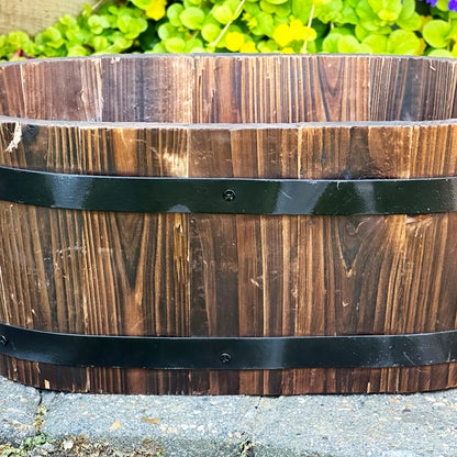 Burnt Wood Oval Trough Pot