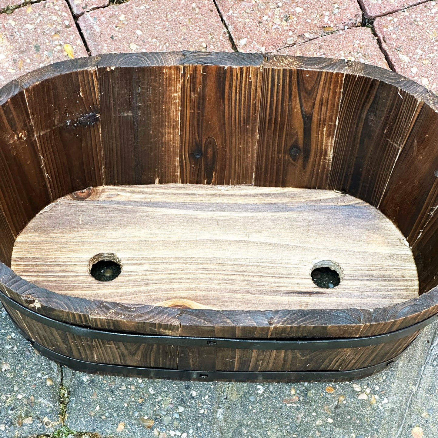 Burnt Wood Oval Trough Pot