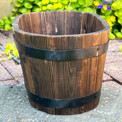 Burnt Wood Oval Trough Pot