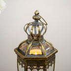 Vintage Gold Crown Top Candle Lantern