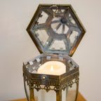 Vintage Gold Crown Top Candle Lantern