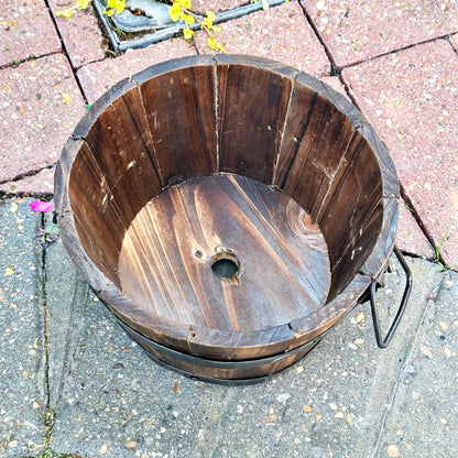 Rustic Burnt Wood Round Pot