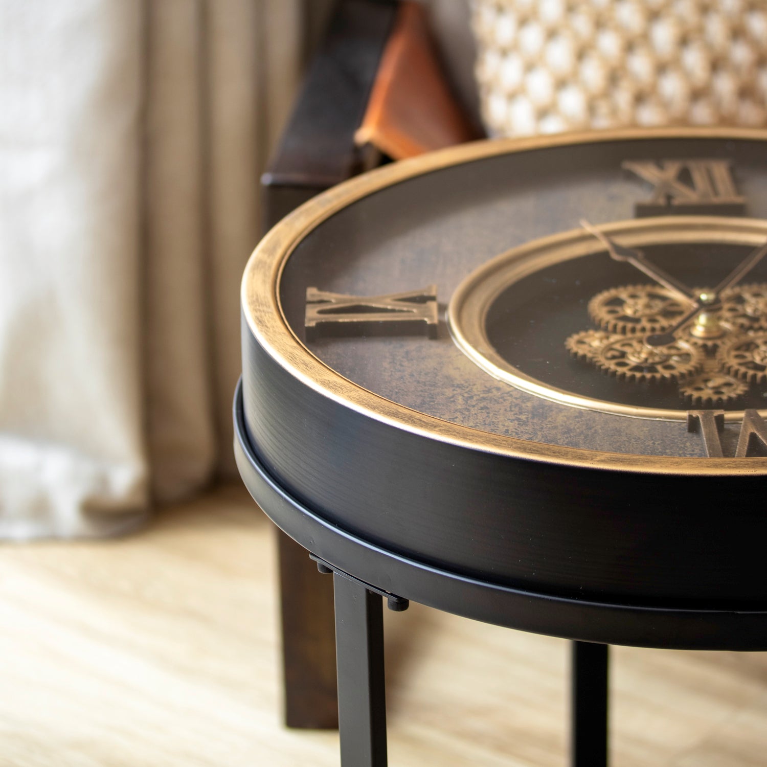 Moving Gears Clock Side Table
