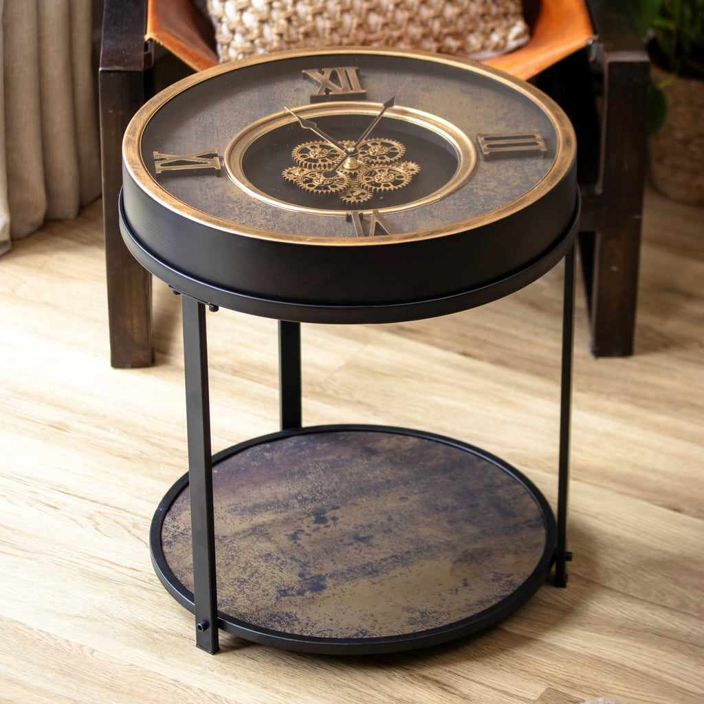 Moving Gears Clock Side Table