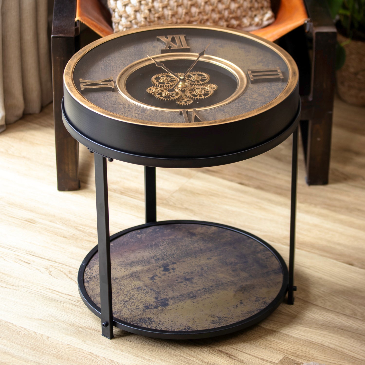 Moving Gears Clock Side Table