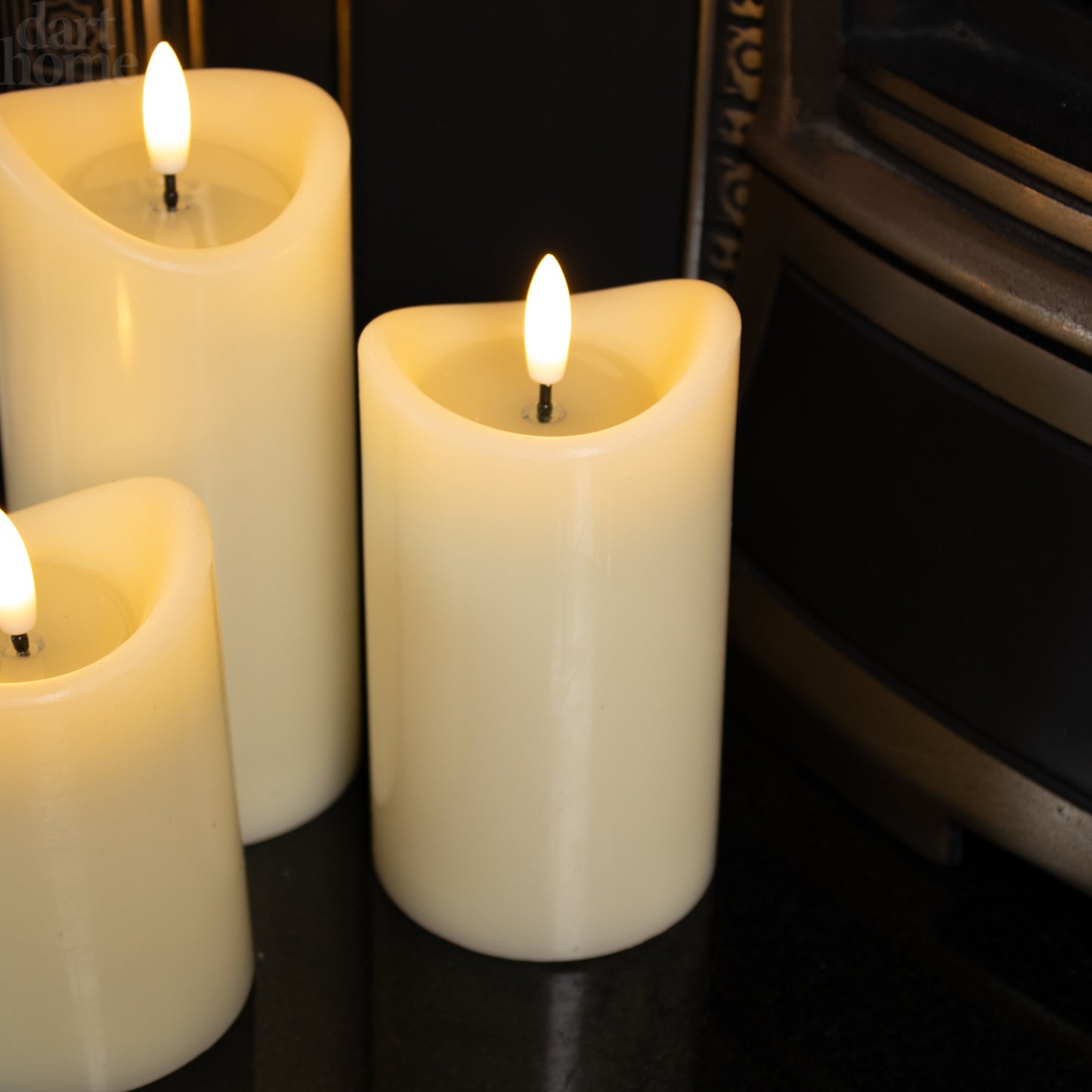 Ivory LED Wax Pillar Candles Set Of 3