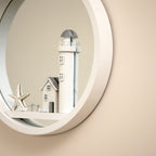 White Wood Lighthouse Wall Mirror