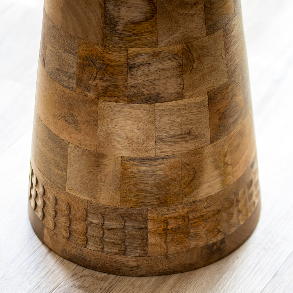 Mango Wood Round Pedestal Side Table