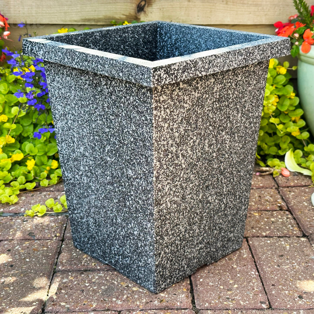 Hoher quadratischer Übertopf in Steinoptik, 13,5 l