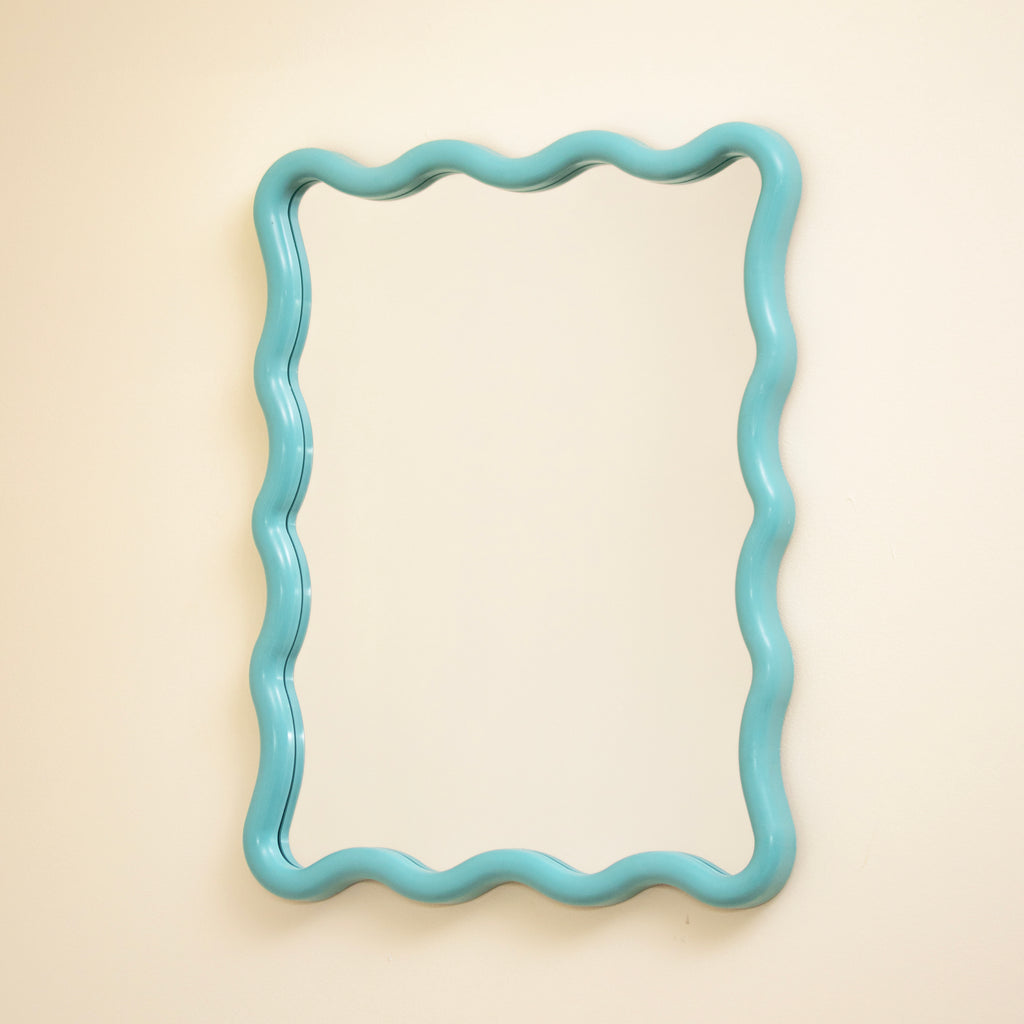 Wavy Blue Frame Wall Mirror