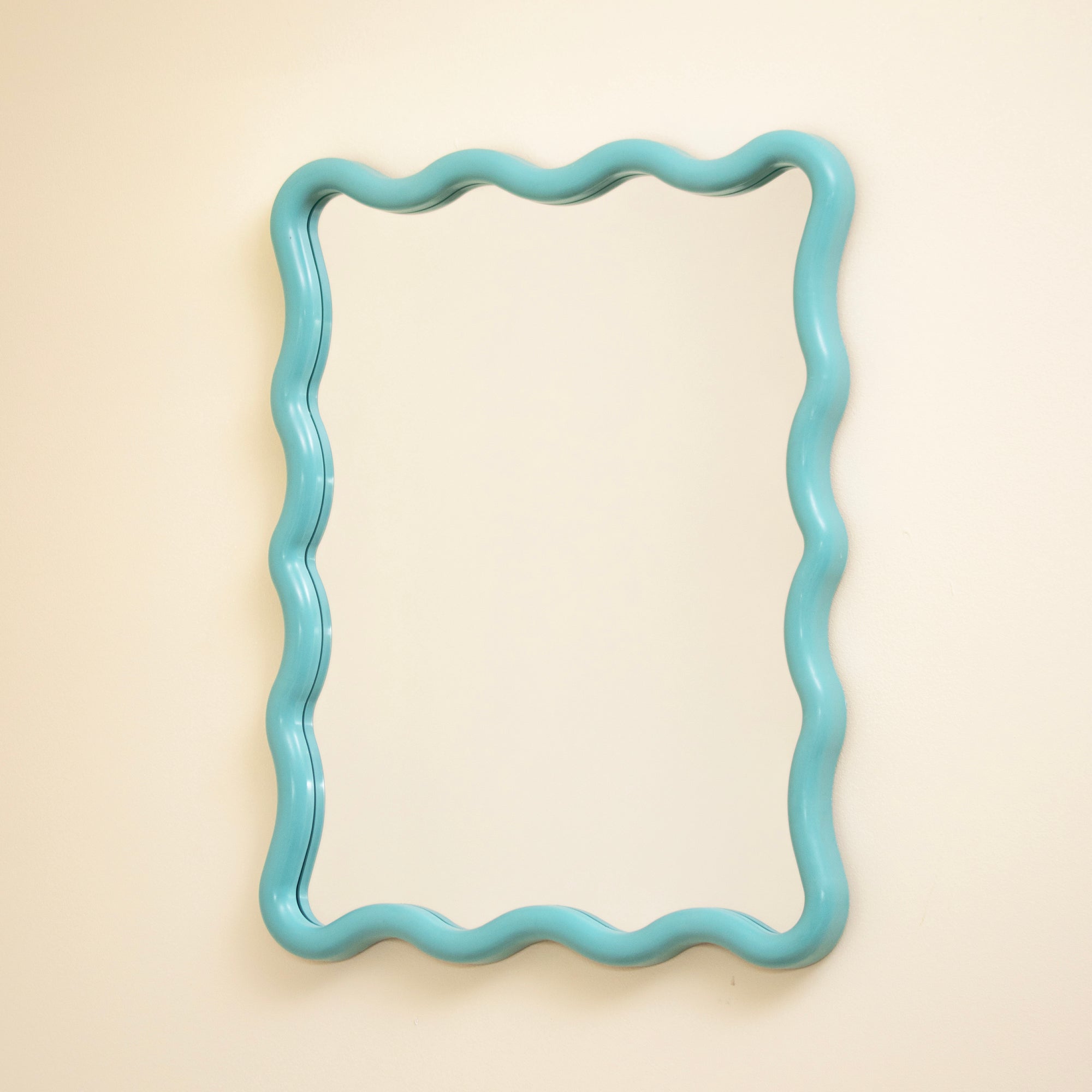Wavy Blue Frame Wall Mirror