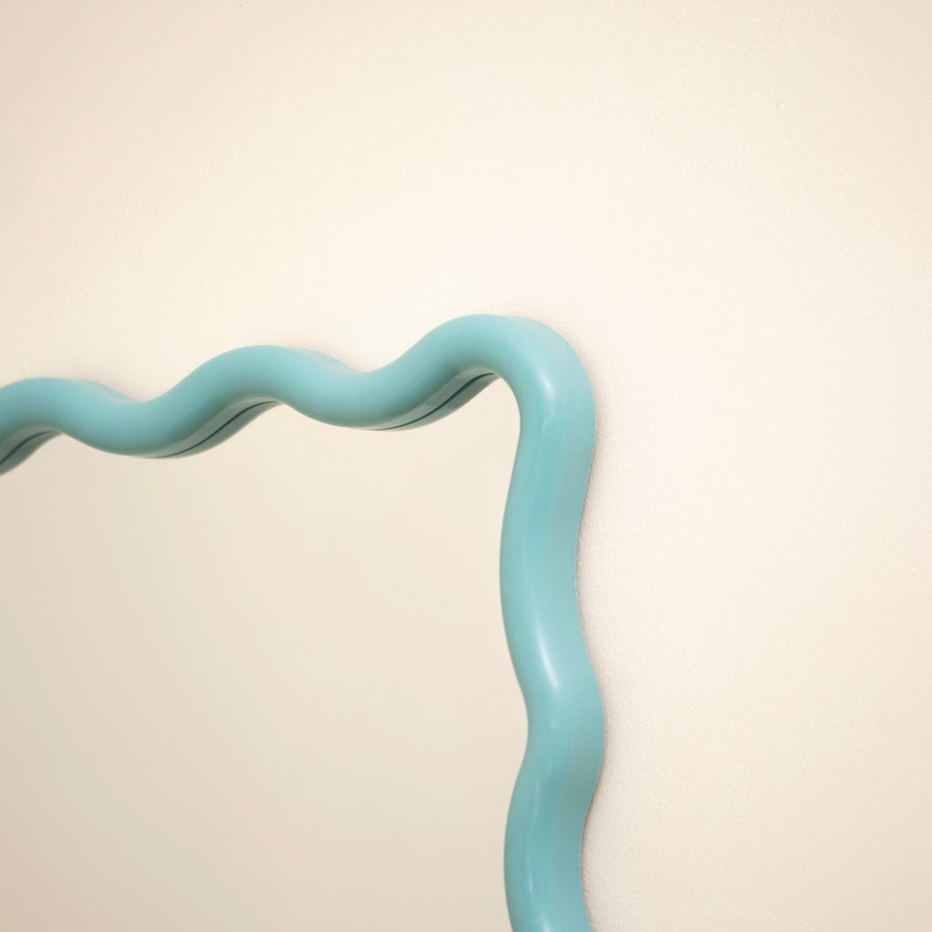 Wavy Blue Frame Wall Mirror
