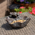 Antique Bronze Frog On Leaf Bird Feeder