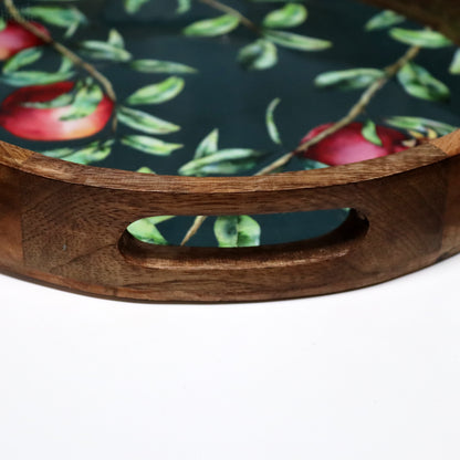 Enamelled Wood Pomegranate Serving Tray