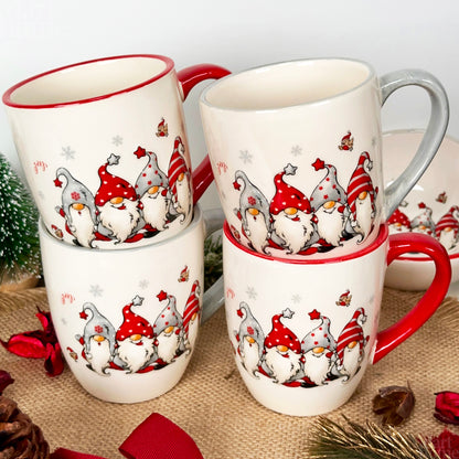 Set Of 4 Christmas Gonk Mugs