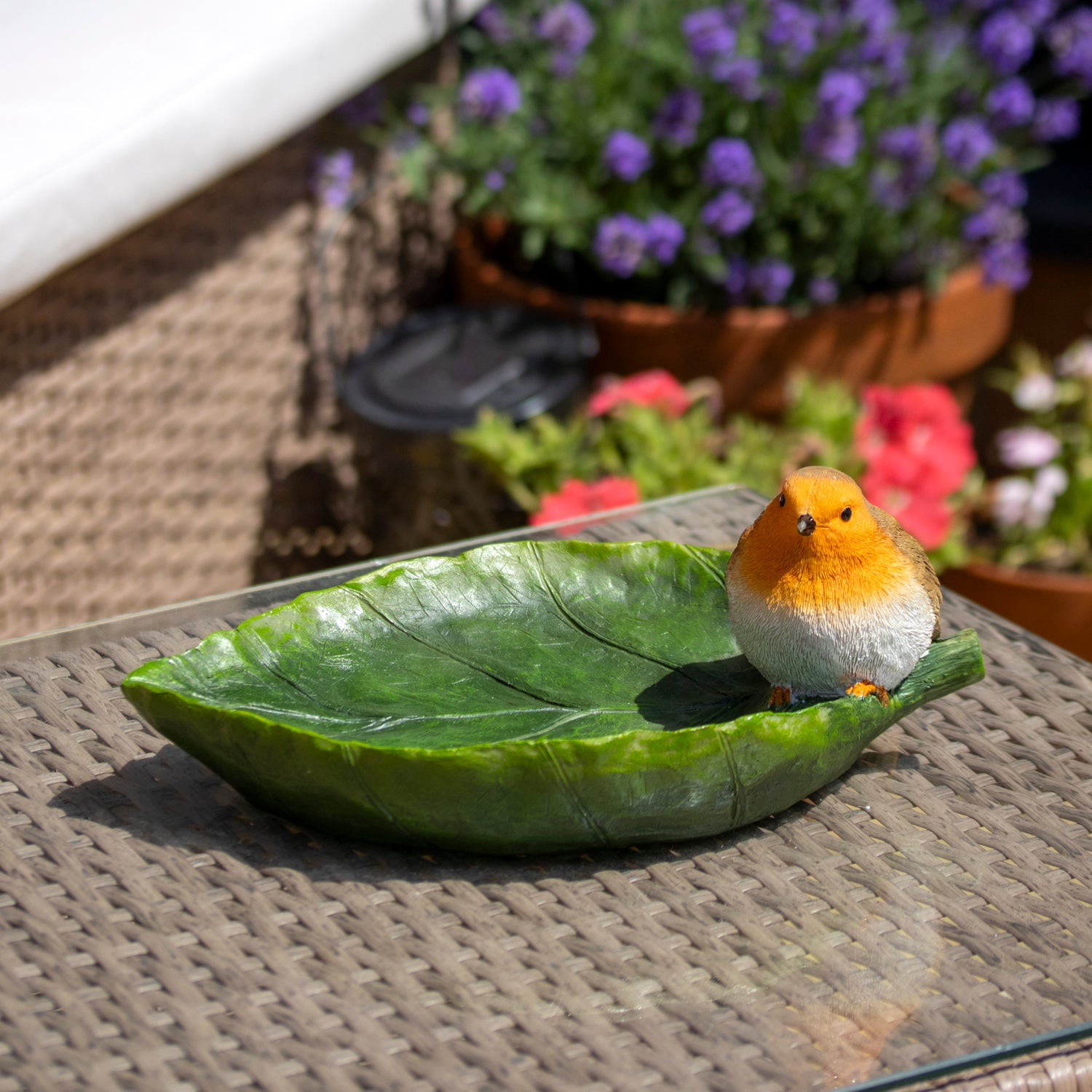 Robin On Leaf Garden Bird Feeder