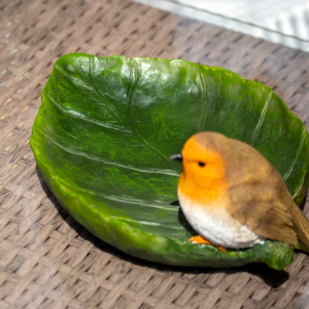 Robin On Leaf Garden Bird Feeder