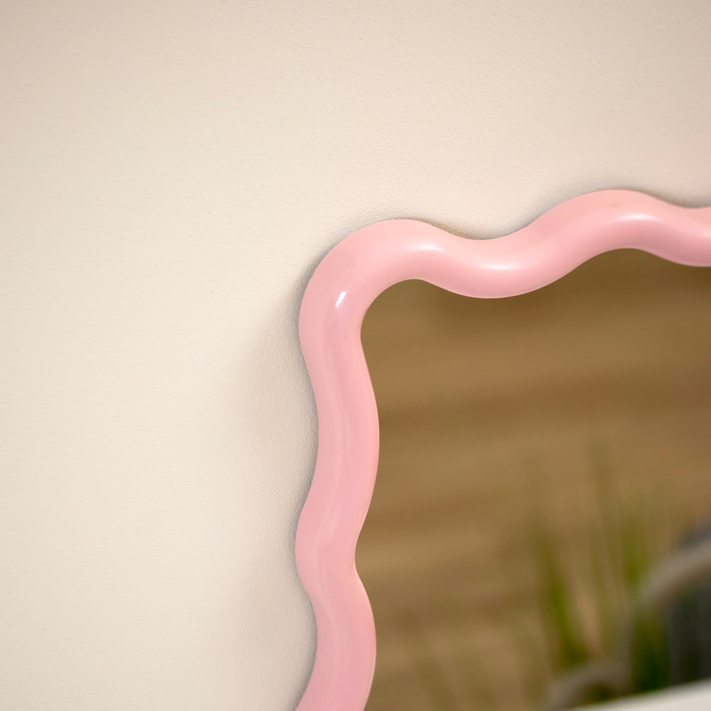Wavy Pink Frame Wall Mirror