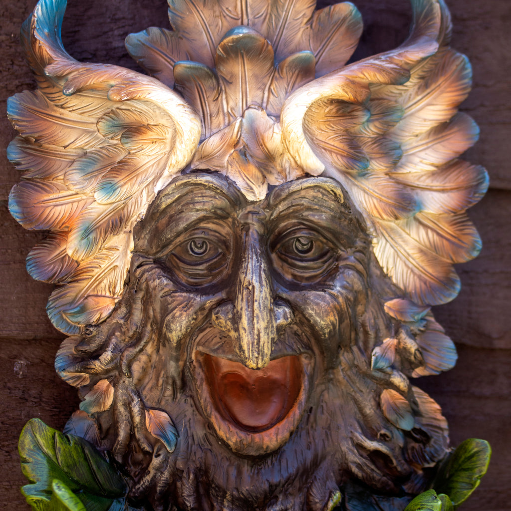 Feathered Green Man Wall Bird Feeder