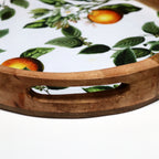 Enamelled Wood Orange Serving Tray