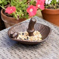 Rustic Cast Iron Snail On Mushroom Bird Feeder