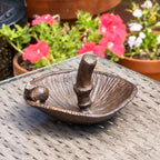 Rustic Cast Iron Snail On Mushroom Bird Feeder
