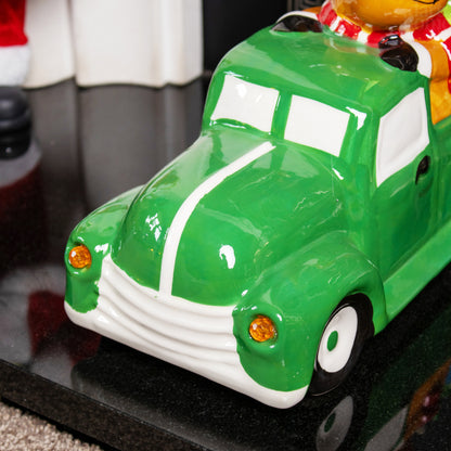 Light Up Reindeer In Green Car Ornament