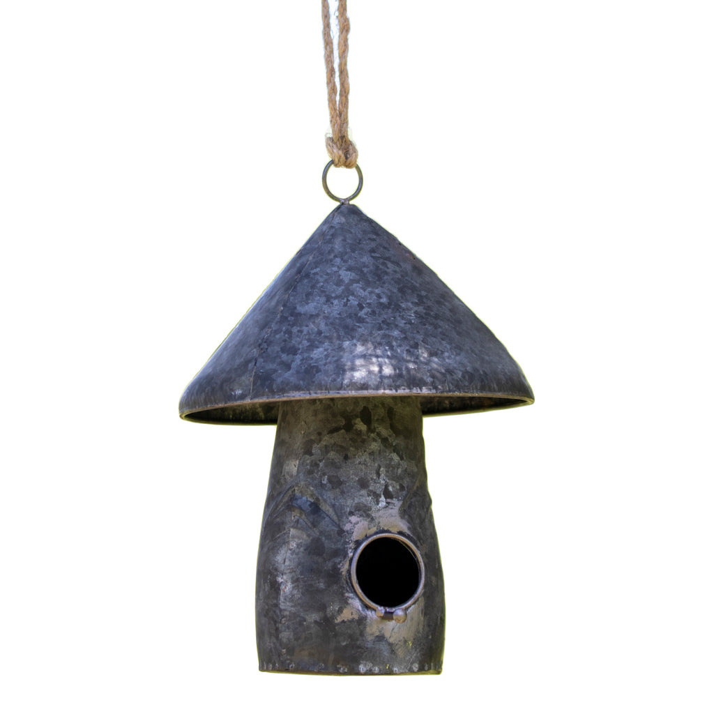 Hanging Galvanised Mushroom Bird House