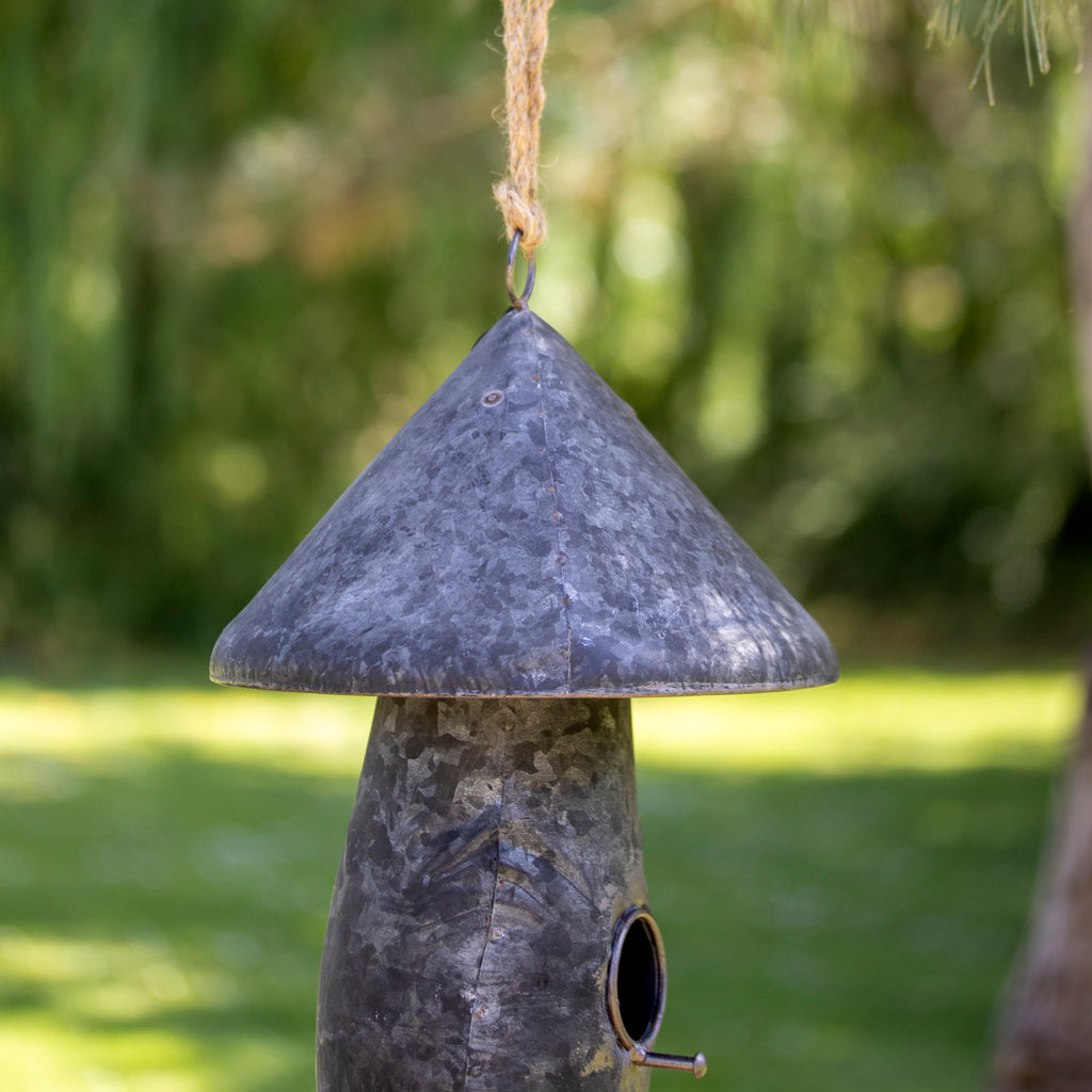 Hanging Galvanised Mushroom Bird House