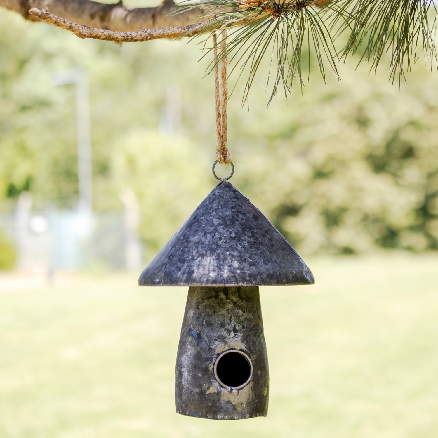 Hanging Galvanised Mushroom Bird House