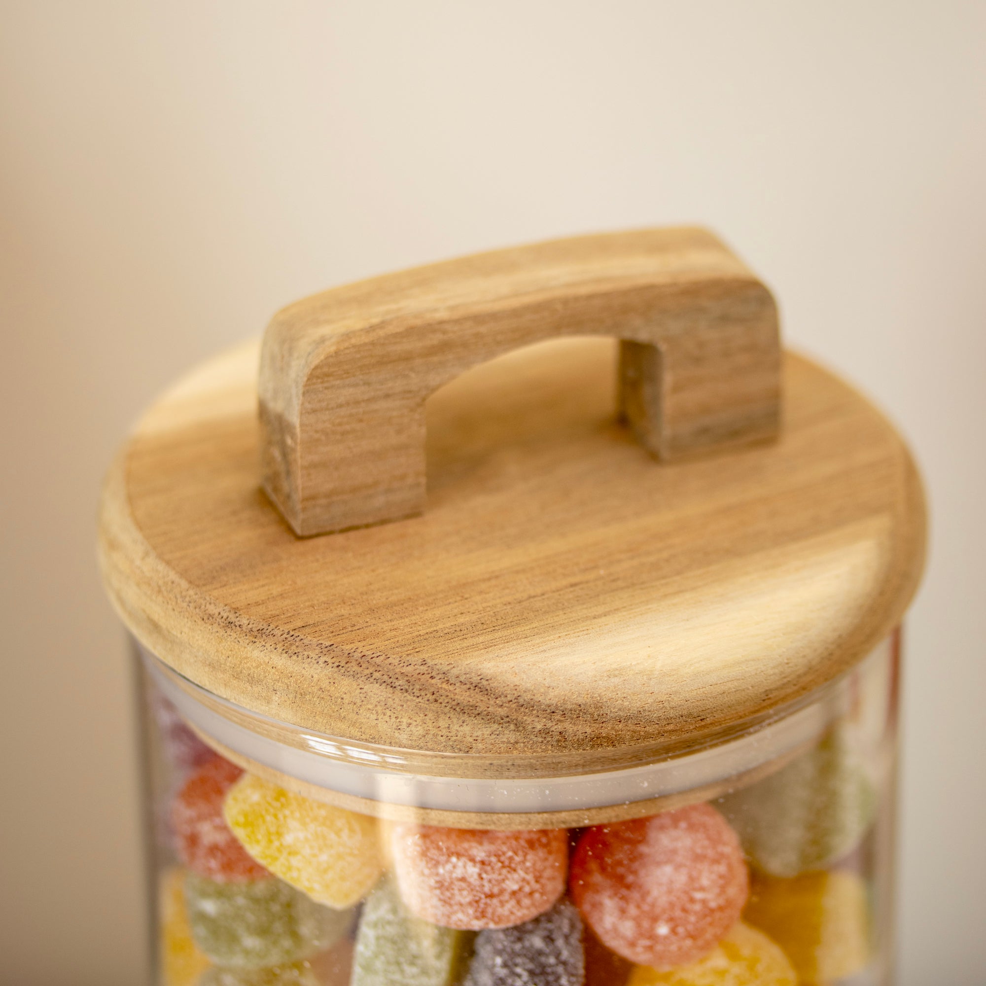 2 Tier Glass Stacking Jars With Wood Lid