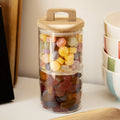 2 Tier Glass Stacking Jars With Wood Lid