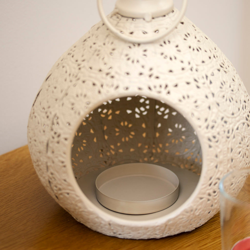 White Moroccan Teardrop Lantern