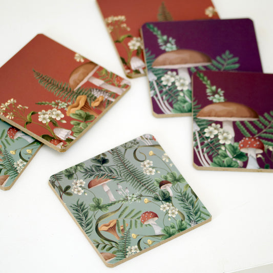 Set Of 6 Woodland Mushroom Coasters