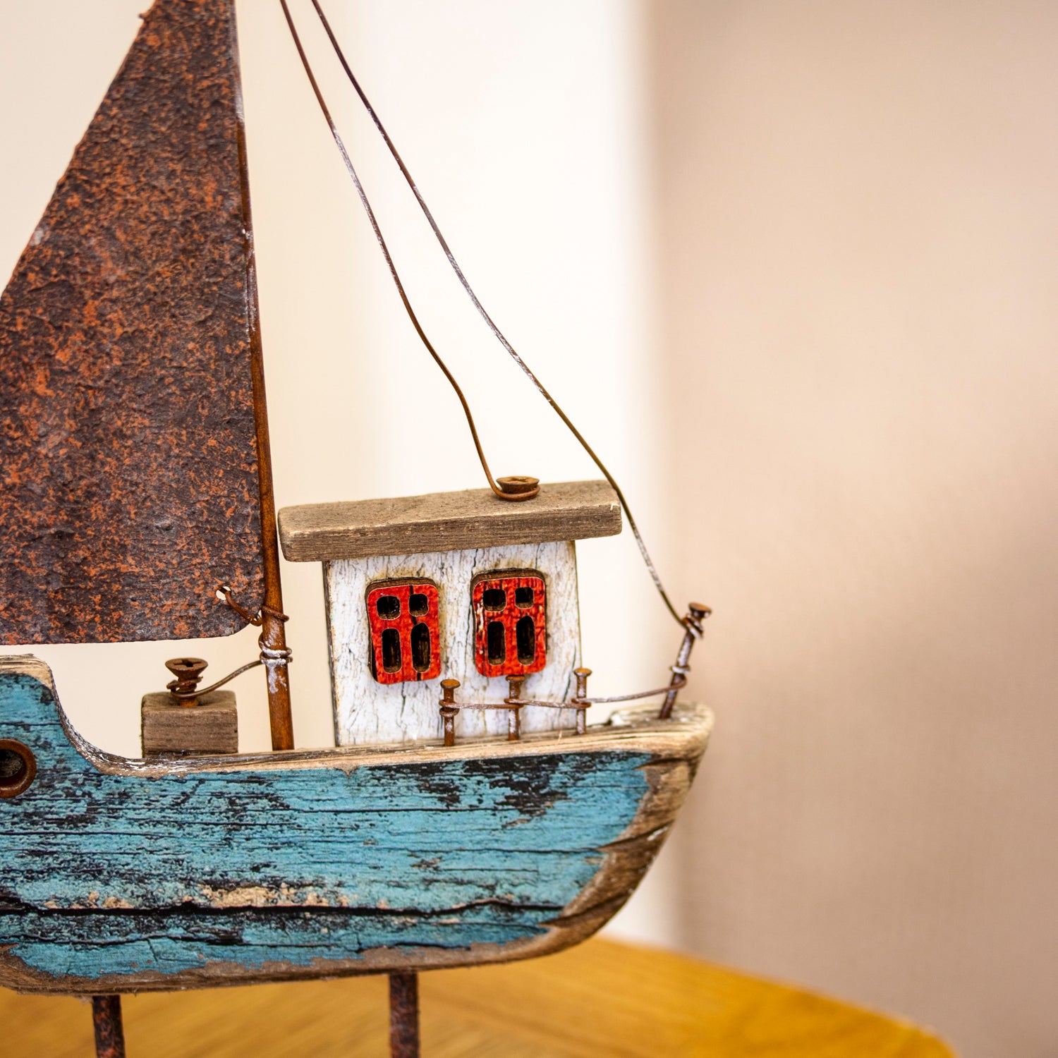 Rustic Coastal Fishing Boat Ornament
