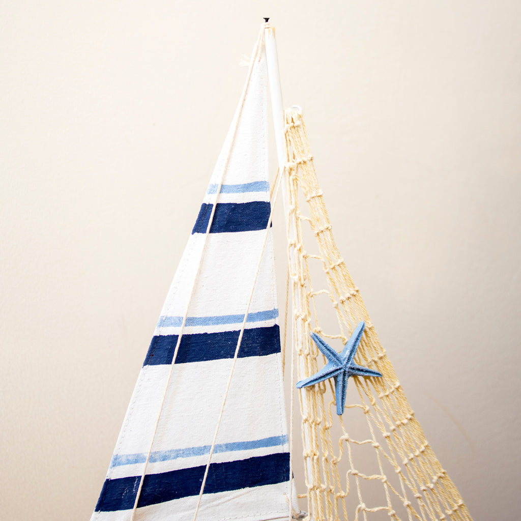 Blue & White Coastal Sailing Boat Ornament