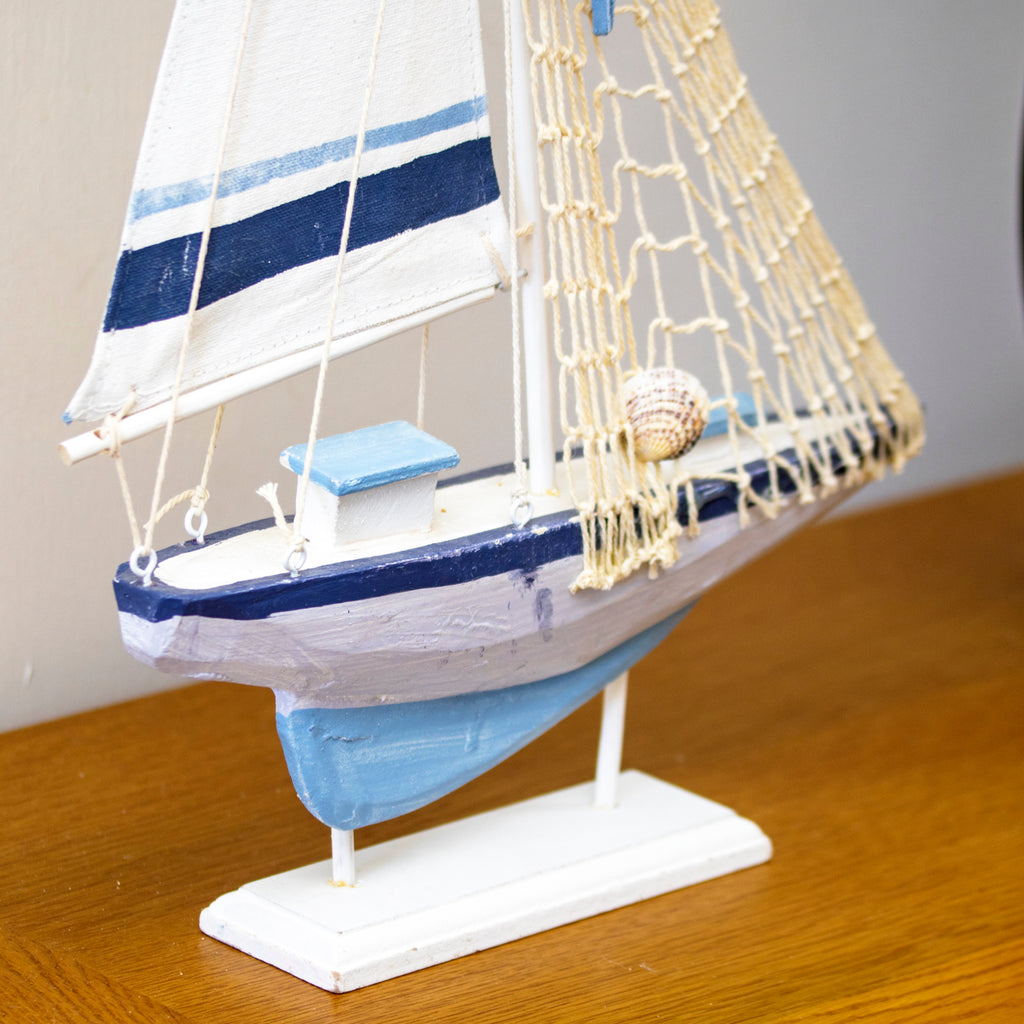 Blue & White Coastal Sailing Boat Ornament