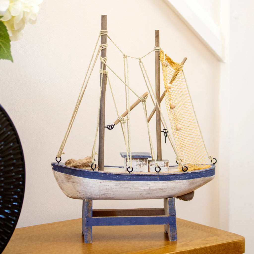 Large Wooden Fishing Trawler Ornament
