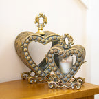 Set Of 2 Antique Gold Love Heart Candle Lanterns