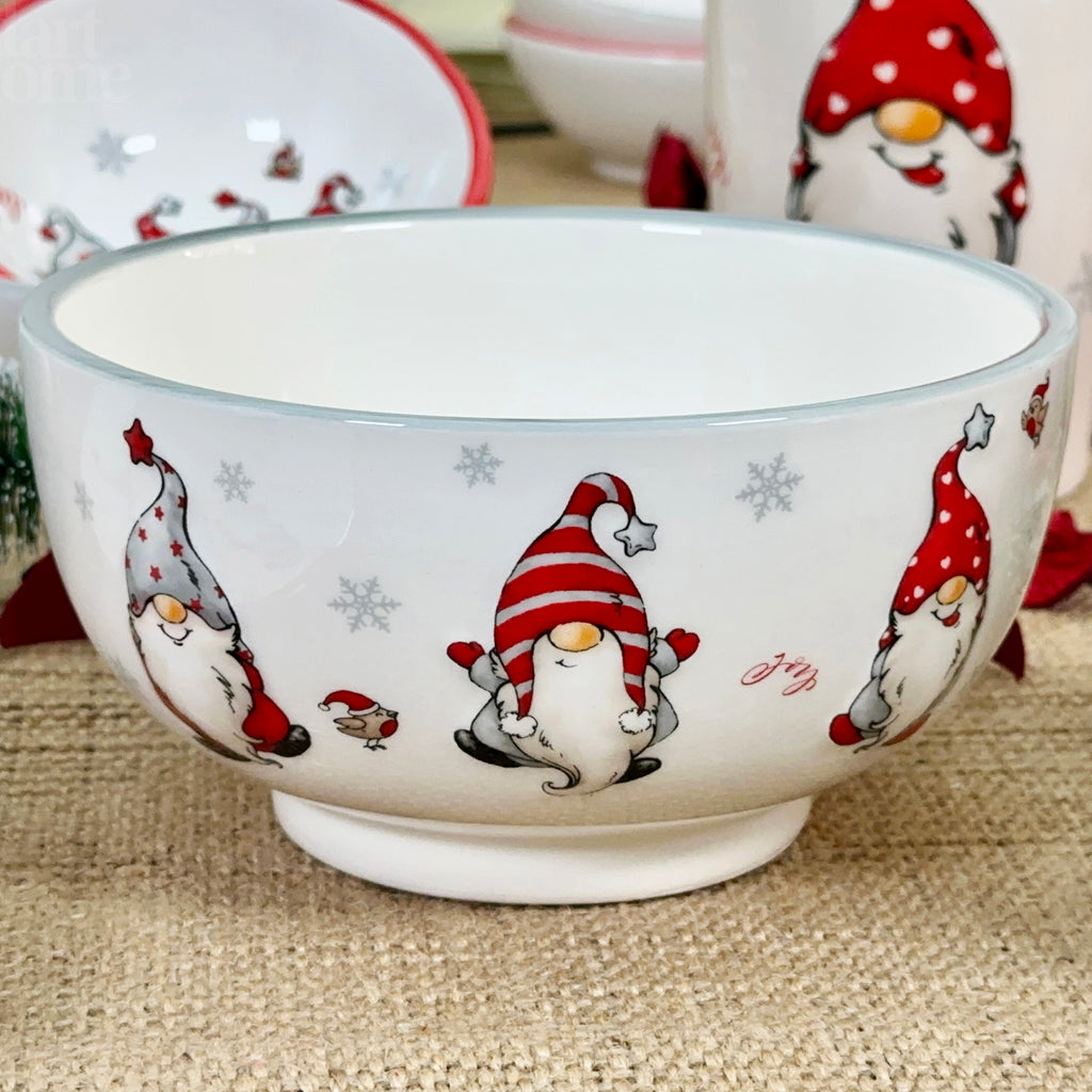 Set Of 4 Christmas Gonk Cereal Bowls